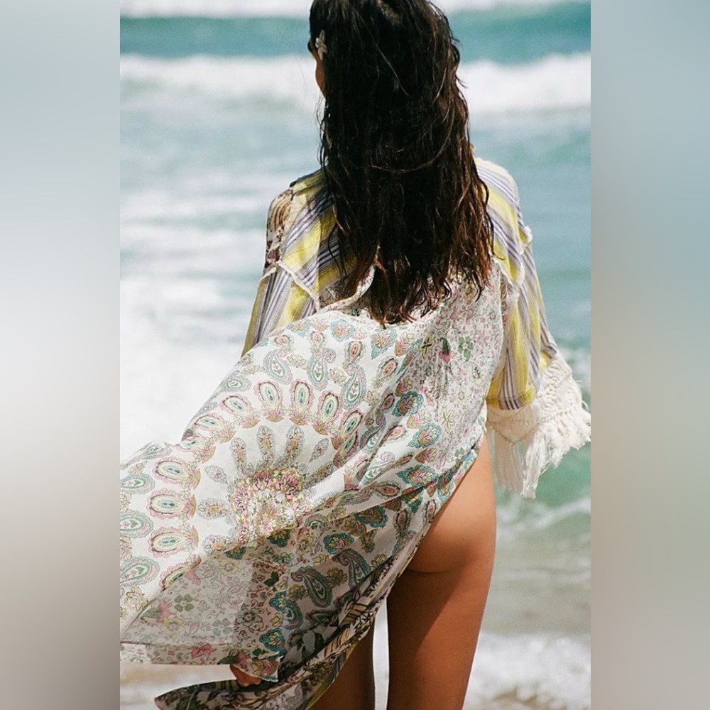 Free People Watching Waves Maxi Top Aquamarine Combo size Small NWT